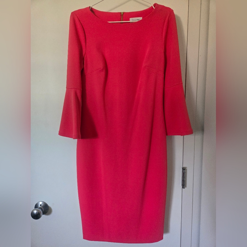 EUC Calvin Klein Pink‎ Bell Sleeve Dress
